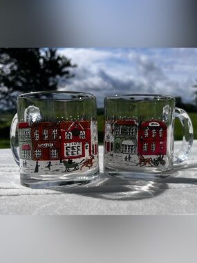 Libby Winter Scene Vintage Mugs